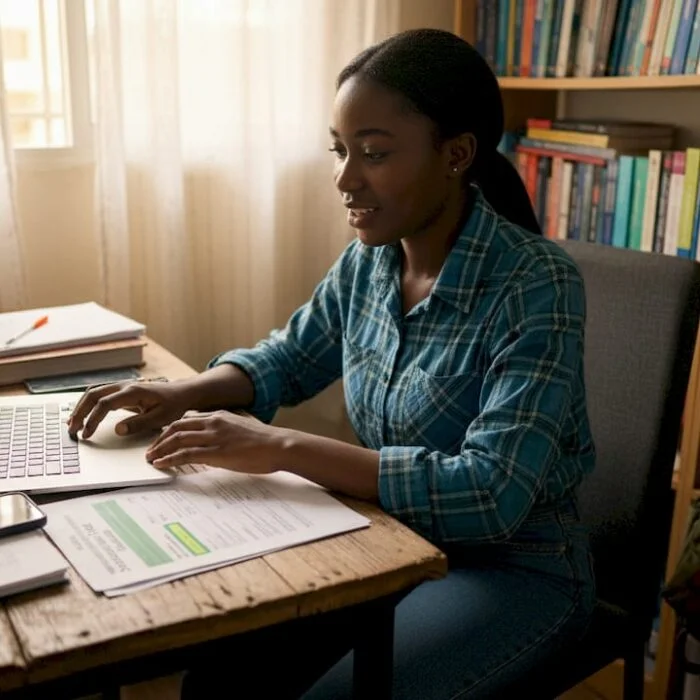 Student preparing Nigerian scholarship documents