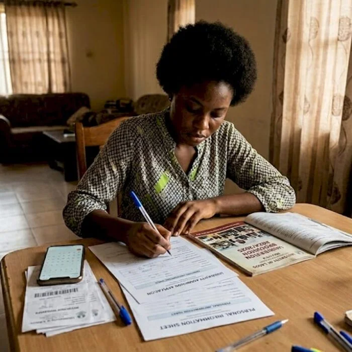 Student preparing Nigerian university admission forms