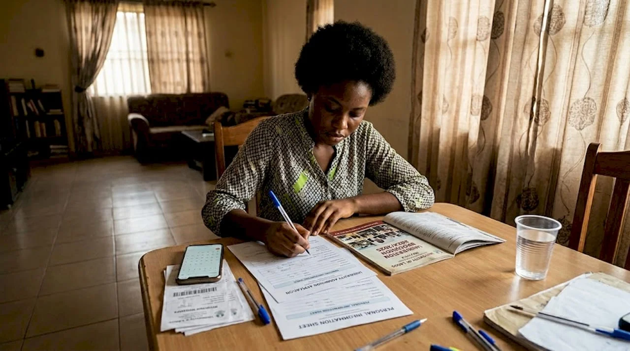 Student preparing Nigerian university admission forms