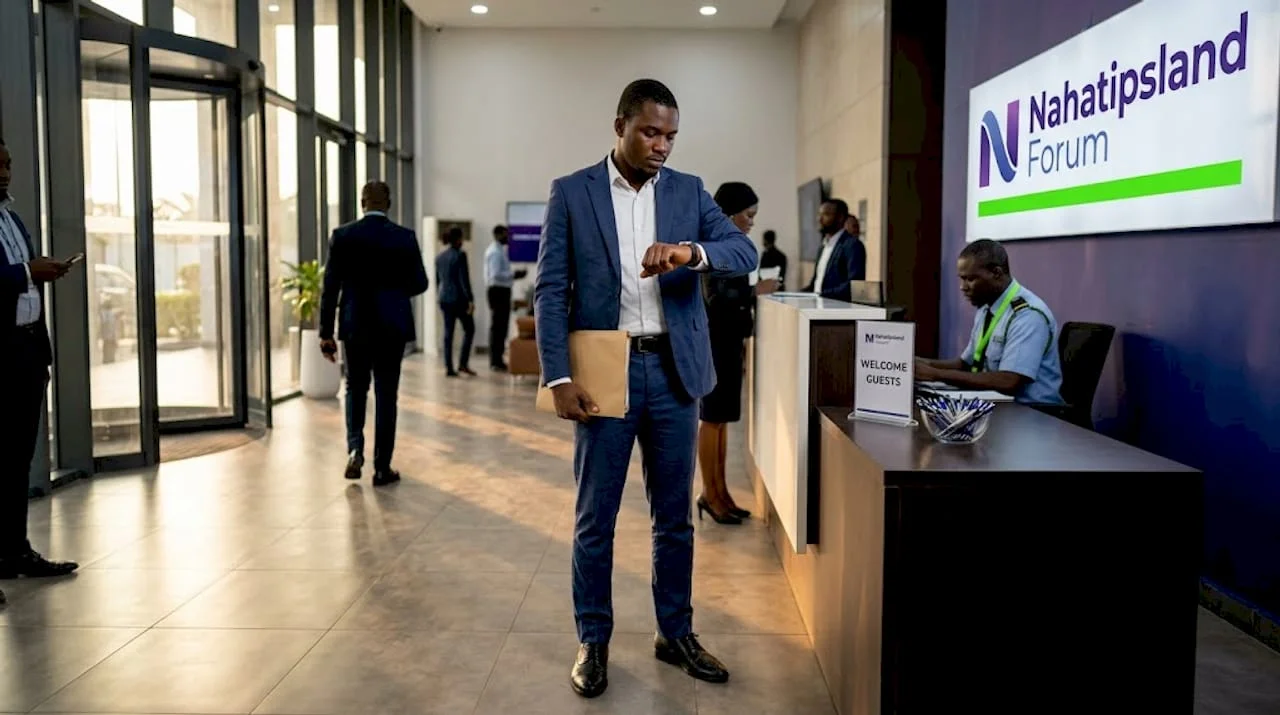 Nigerian candidate checks watch in reception