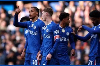 Joao Pedro and Chelsea celebrate their win.