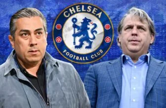 Behdad Eghbali and Todd Boehly with the Chelsea logo.