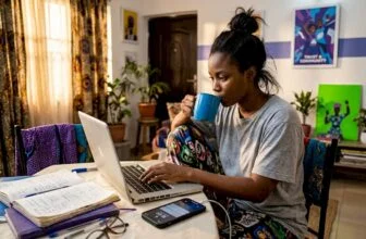 Young woman posting anonymously at home