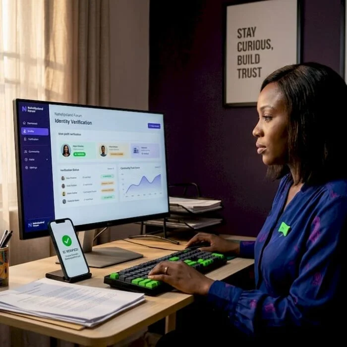 Professional reviewing digital identity dashboard