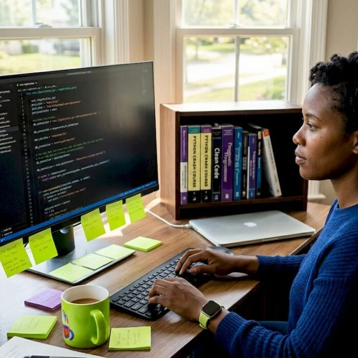 Software developer working on user registration code