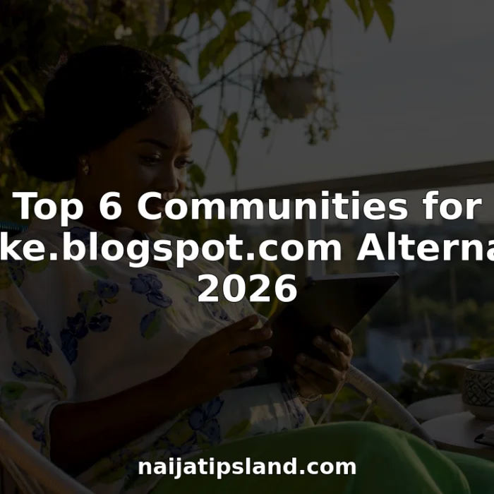 Woman browsing Nigerian online community forum at home
