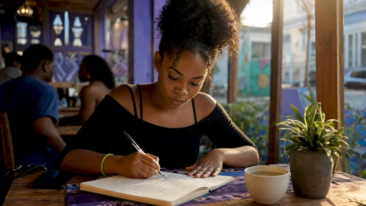 Female creator planning monetization strategy