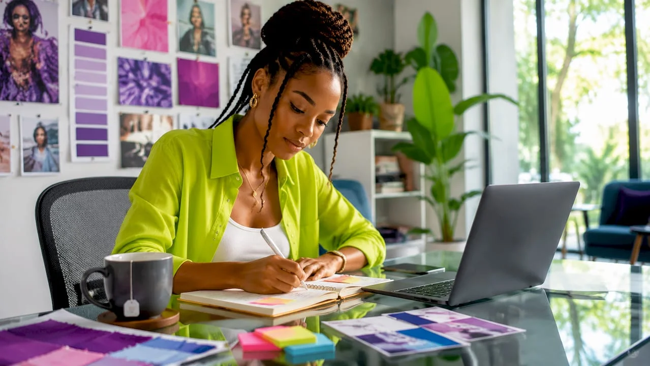 Small business owner working in home office