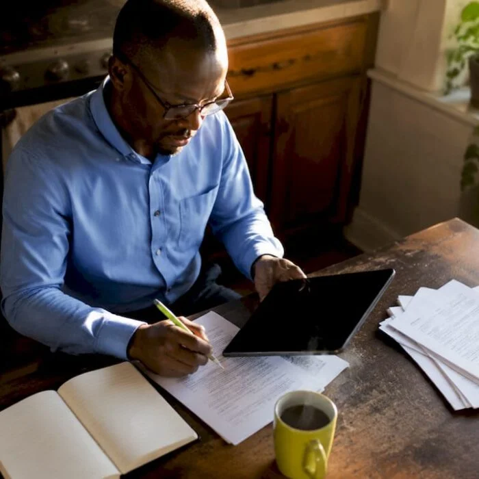 Regulatory officer reviewing digital platform policy documents