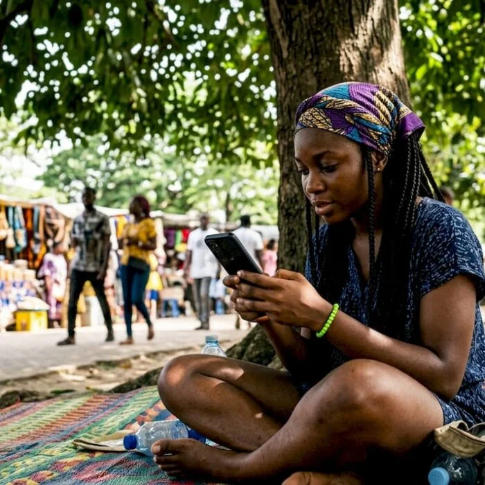 Young Nigerian woman creating social media content