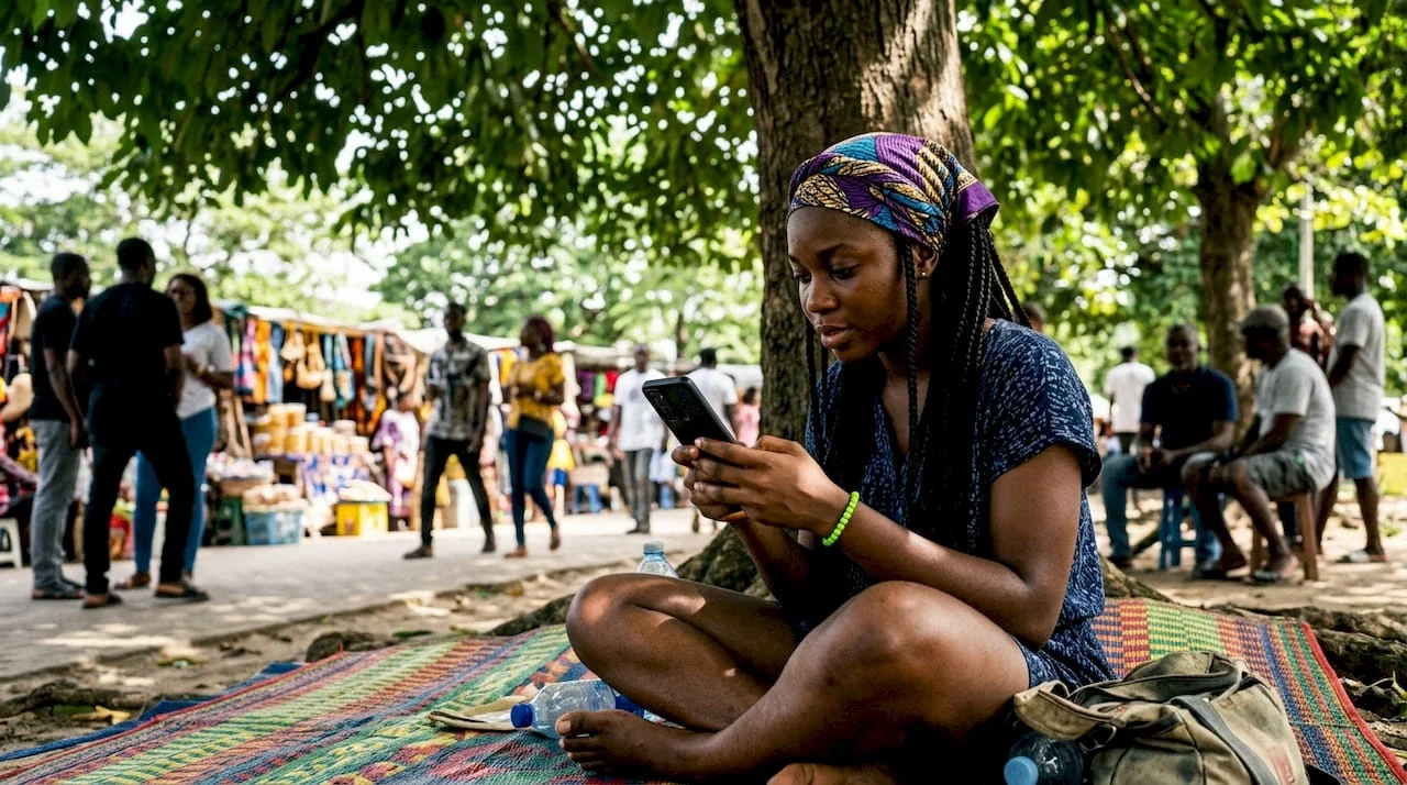 Young Nigerian woman creating social media content