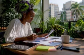 Activist reviewing social change data at home