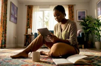 Nigerian woman checking news on phone indoors