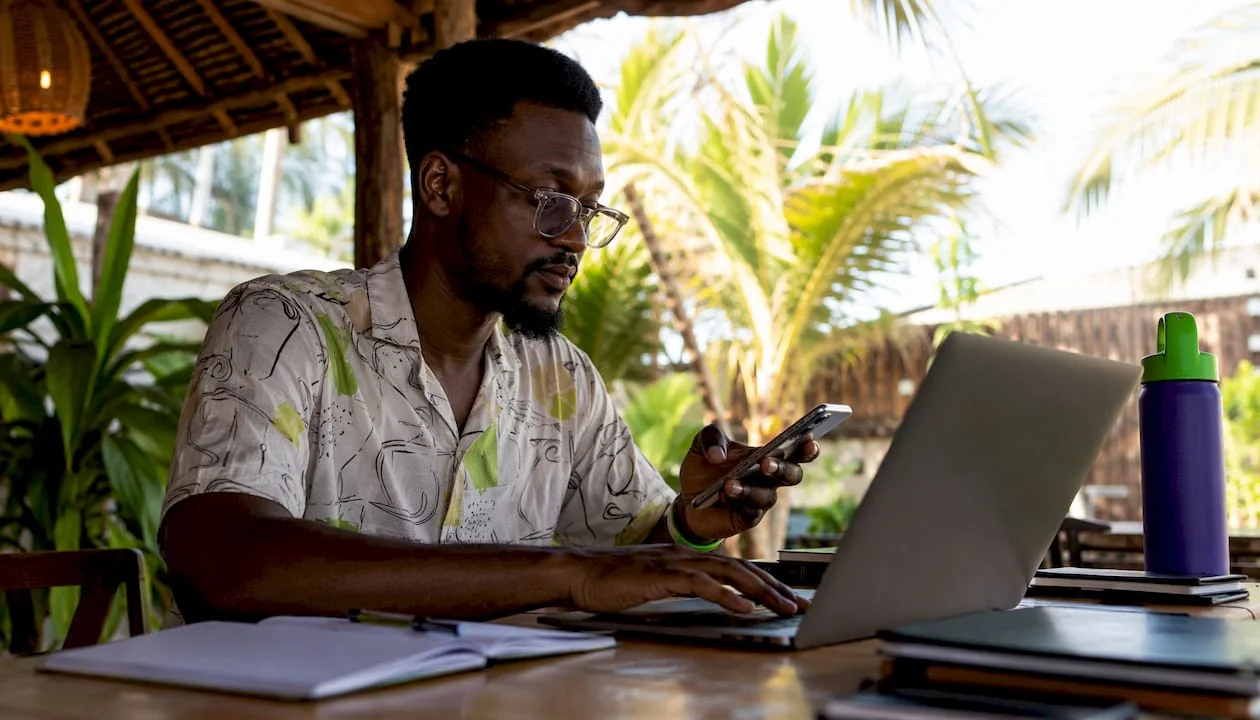 Nigerian man engaging with online community forum