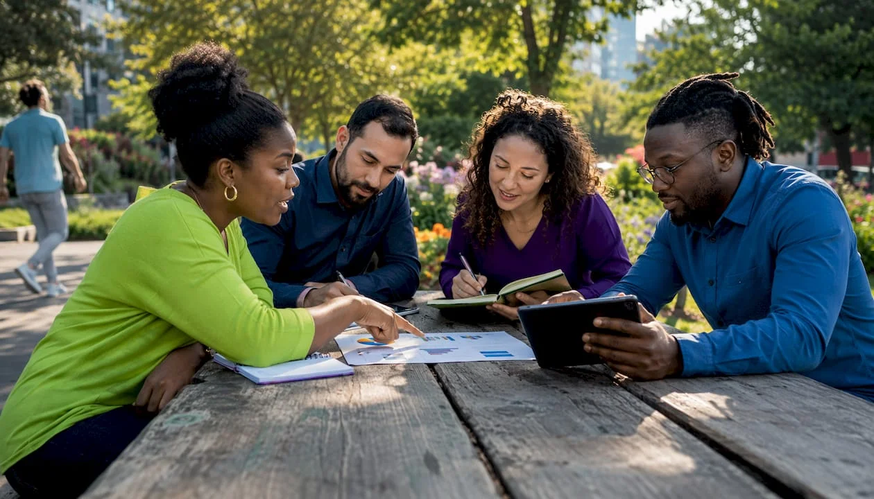 Top 10 Market Research Companies: 2026 Guide 1 Team discussing market research documents