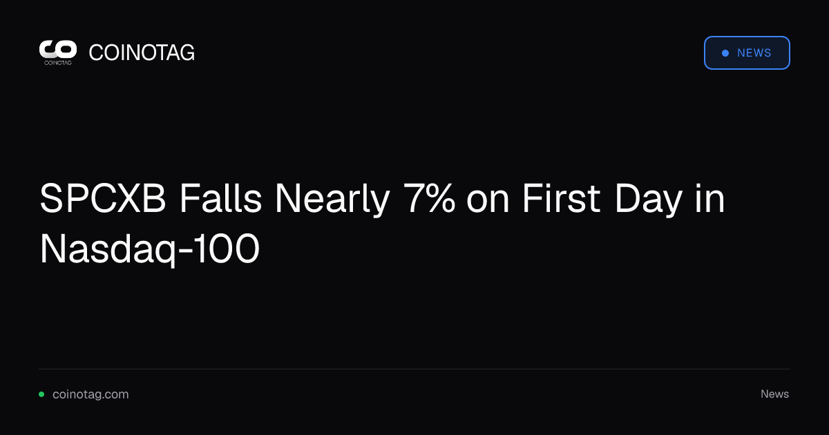SPCXB Falls Nearly 7% on First Day in Nasdaq-100 1 SPCXB Falls Nearly 7% on First Day in Nasdaq-100