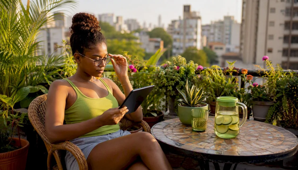 Woman browsing relationship advice on tablet