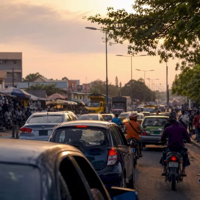 Congested Lagos traffic on a bridge