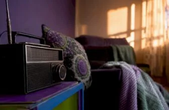 Close-up of Nigerian radio device in living room