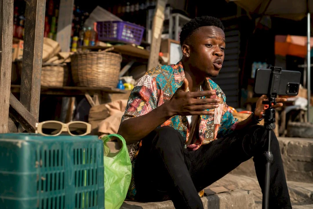Nigerian Skit Makers Dominating Screens and Culture in 2026 1 Nigerian skit maker filming a comedy scene outdoors