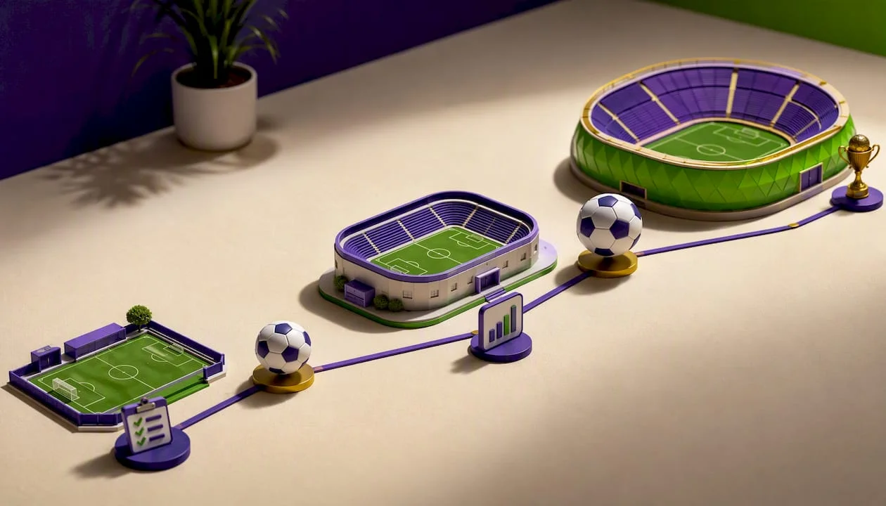 Illustrated pathway from grassroots to national team