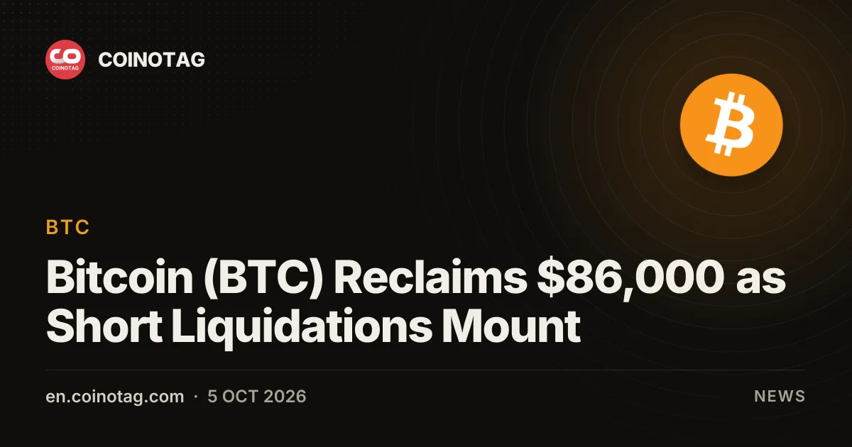 Bitcoin (BTC) Price Reclaims $86,000 in Broad Rally 1 COINOTAG Logo
