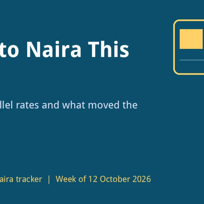 Dollar to naira this week: N/$ badge on a deep blue background