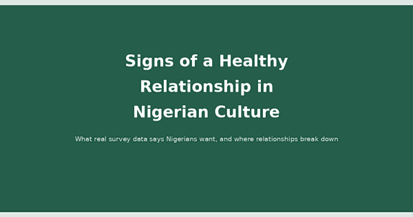 Signs of a Healthy Relationship in Nigerian Culture 2 Signs of a healthy relationship in Nigerian culture: what survey data says about communication, marriage views, and breakups