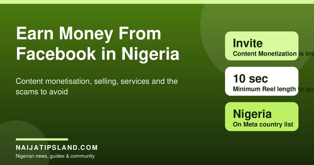How to Earn Money From Facebook in Nigeria (2026): What Works and What Is a Scam 1 How to earn money from Facebook in Nigeria