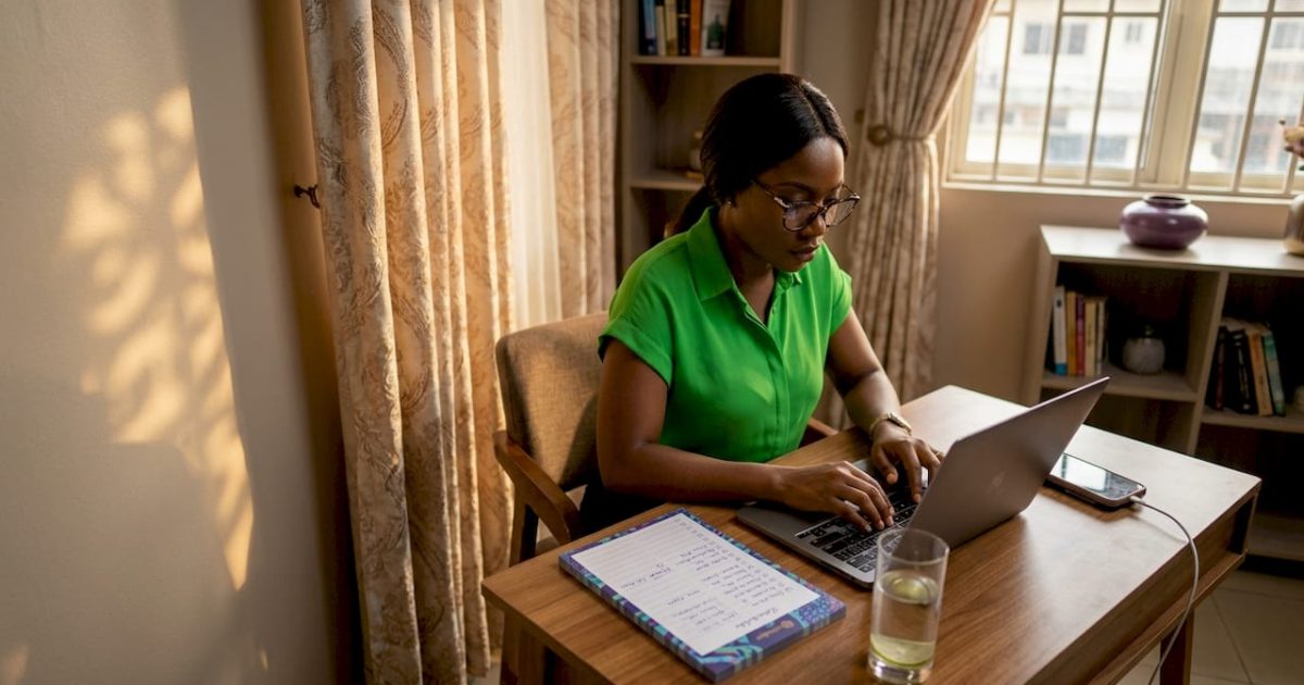 Digital skills checklist for Nigerian professionals 1 Nigerian woman using laptop for digital work