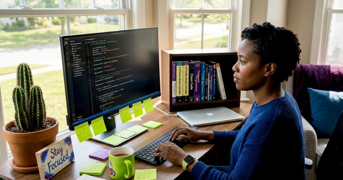 Software developer working on user registration code