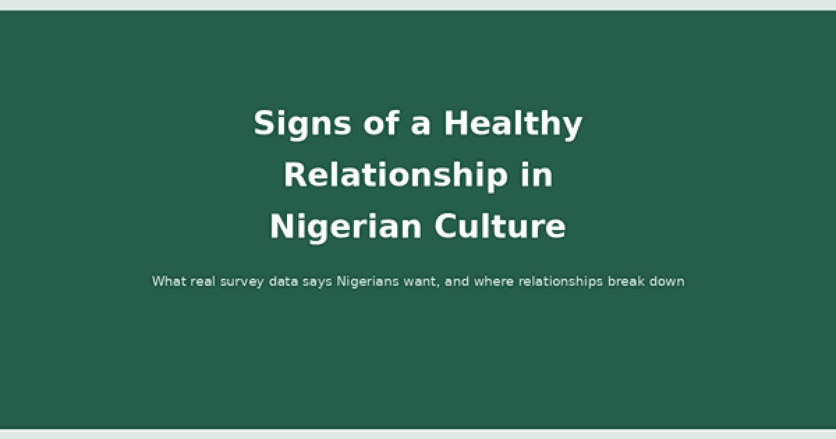 Signs of a Healthy Relationship in Nigerian Culture 1 Signs of a healthy relationship in Nigerian culture: what survey data says about communication, marriage views, and breakups