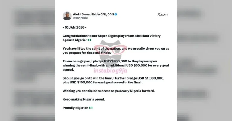 Billionaire Businessman Abdul Samad Rabiu congratulates the Super Eagles