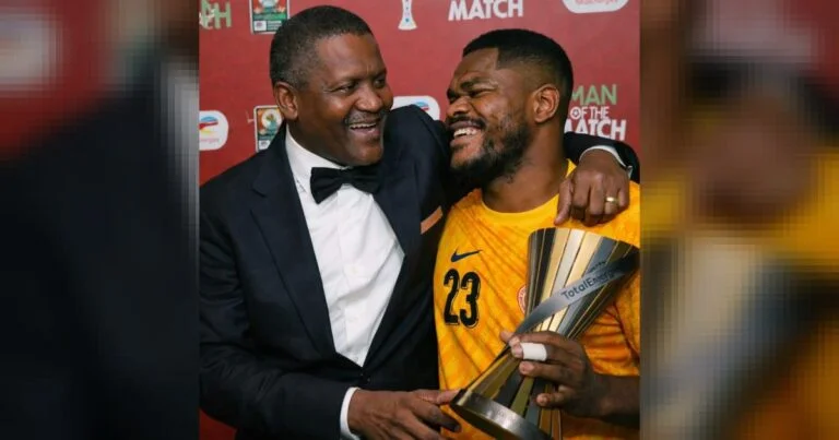 Africa’s richest man, Aliko Dangote celebrate with Super Eagles